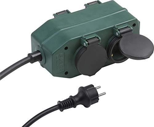 Meister 7435070 IP44 Rallonge en caoutchouc avec prise de terre pour extérieur 4-fach 2 m Vert/noir