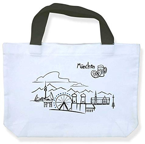 Einkaufstasche Skyline München - als Geschenk für Münchner & Fans der Weltstadt mit Herz oder als München Souvenir - die stadtmeister