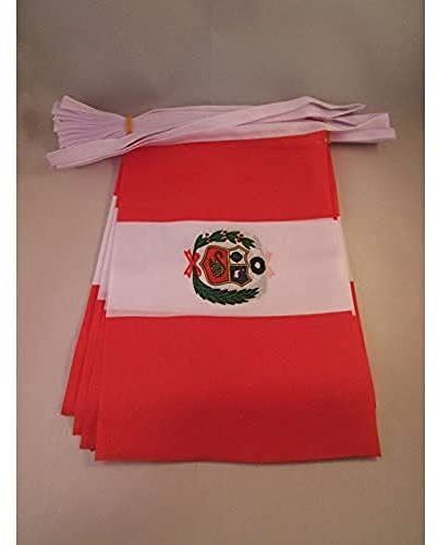 AZ FLAG Guirnalda 6 Metros, 20 Banderas de Perú 21x15 cm, Bandera Peruana 15 x 21 cm - Banderines Peruanos