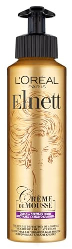 L'Oréal Paris Hair Mousse Elnett Strong Hold Voluptuous Body Root Fullness | For Curly & Wavy Hair, Crème De Mousse, Lightweight and Non-Greasy, Root-To-Tip, Curls, Strong Hold Curls