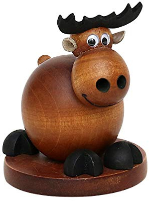 Dekohelden24 Holz-Räucherfigur Elch, in braun, ca. 11 cm