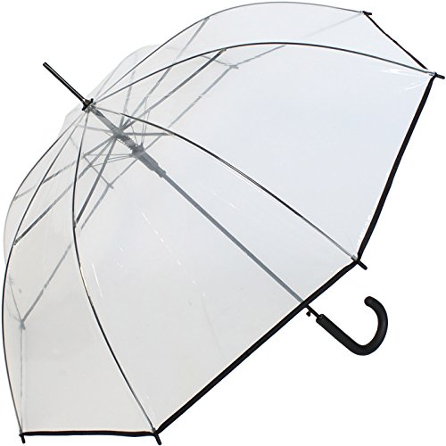 Rainy Days Regenschirm durchsichtig transparent mit Einfassband Griff schwarz