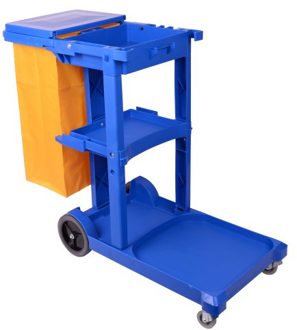 Viva Brite Janitorial Cleaning Trolley with Vinyl Bag and Lid - Blue