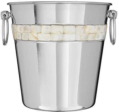 Premier Housewares Champagne Bucket with Mother of Pearl Inlay Design, Silver, 21 x 21 x 21 cm