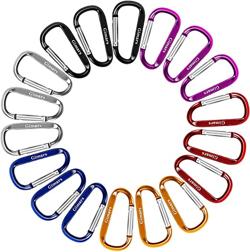 Gimars 18 pcs 6 cm mini Karabiner Schlüsselanhänger, Karabinerhaken Alu klein Schlüssel Karabiner für Camping, Angeln, Wandern oder Reisen