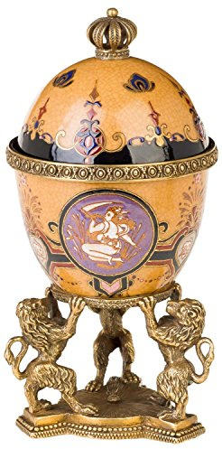 aubaho Schmuck Ei Dose Löwe Porzellan Messing Antik-Stil - 26cm