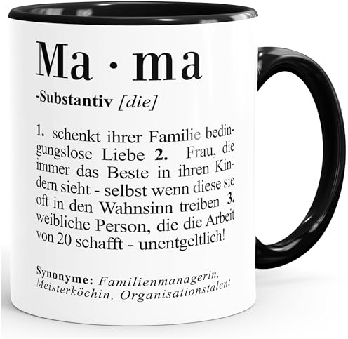 MoonWorks Geschenk-Tasse Mama Definition Dictionary Wörterbuch Duden Muttertagsgeschenk Schwarz unisize