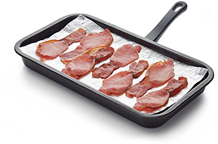KitchenCraft Fat Absorbing Grill Pads / Oven Tin Liners, 35 x 20 cm (14 x 8) - Silver, Metallic