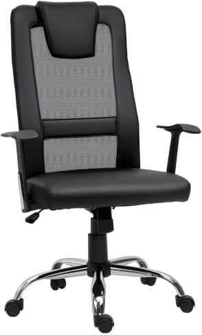Vinsetto Bürostuhl Höhenverstellbar PU 66 x 73 x 108-118 cm Schwarz | Drehstuhl, Chefsessel, Schreibtischstuhl, Ergonomisch