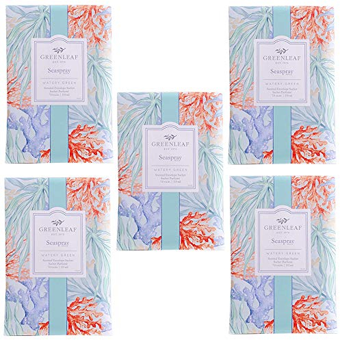 5 x Greenleaf – SEASPRAY – Duftbeutel für Schränke – Packung mit 5 Beuteln 11,5 x 17 cm – Düfte und Düfte für zu Hause + gratis 2 funktionelle Kräutertees Viropa