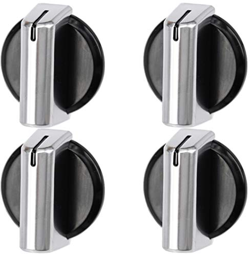 SPARES2GO Temperature Control Knob Dial Compatible with Baumatic AS26 B40 B41 B72 B77 B78 Hob (Black/Silver, Pack of 4)