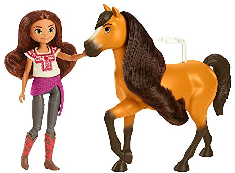Spirit GXF21 - Spirit - frei und ungezähmtLucky Puppe (18 cm) mit 7 beweglichen Gelenken & Pferd Spirit (20cm) mit langer Mähne, tolles Geschenk für Kinder ab 3 Jahren