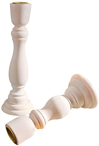 GORGECRAFT 2 STÜCK Unfertige Hölzerne Kerzenhalter 7 Zoll Und 5 Zoll Mit 0.8 Zoll Loch Klassische Holzkerzenhalter Für Hochzeitsdekorationen Zu Hause