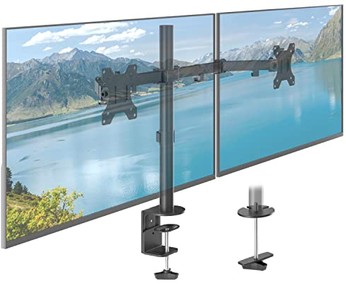 ACROPAQ - Monitor Arm - Monitor Halterung 2 Monitore, Für 13 - 32 Zoll Monitore, 360° drehbar, Schnelle Montage - Bildschirmhalterung, Monitorhalterung, Tischhalterung - Schwarz