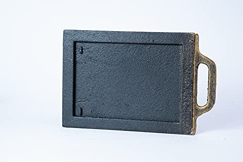SEZAM Throttle Slide for air Regulation Made of cast Iron, Flue Gas Throttle, Chimney Damper - for Pizza Oven - Bread Oven - Stone Oven - Wood Oven, 28 x 1.5 x 18 cm, Painted Old Gold