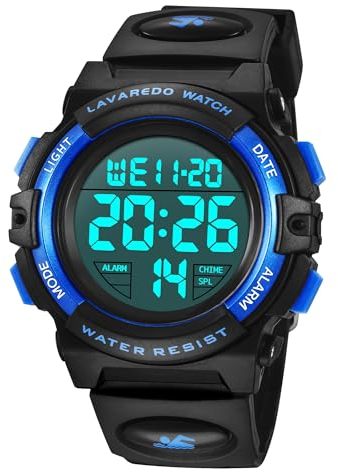 aswan watch Montre Digitale Enfant avec Chronometre, Eclairage, Alarme, Calendrier-Montres Sport pour Garcon avec Bracelet en Silicone-S