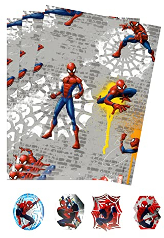 ARKRAFT Geschenkpapier XXL 90 x 65 Set 4 Bögen mit Superhelden-Figuren (SP2)