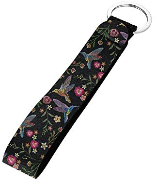 Binienty Mode Auto Dekorative Schlüsselanhänger Halter Handgelenk Schlüsselband Schlüsselanhänger mit Metallring, Blumiger Kolibri., S