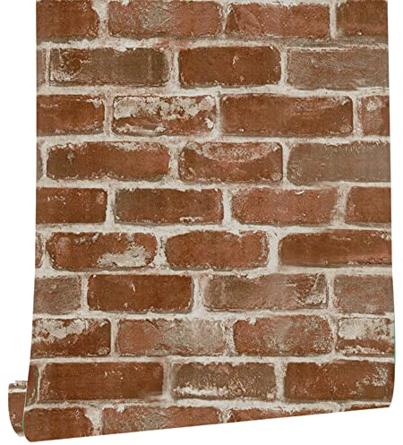 myforHD Carta da Parati Autoadesiva Mattone Vintage Decorativo Sfondo Adesivo Vinile Finta Pietra 44cmx300cm Mattoni Pellicola Adesiva Lavabile Paraschizzi Cucina Rimuovibile