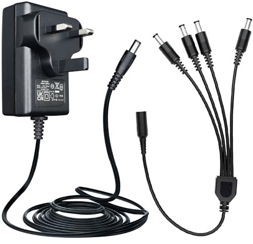 ANLINK 12V 2A/2000mA Power Supply Adapter, AC 100-240V 50/60Hz to DC 12V 2A/2000mA 24W Wall Charger with 4-Way Power Splitter Cable, 1.8M 20AWG Long Cable for Stable and Flexible Use