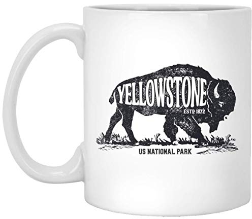 Taza divertida de Yellowstone National Park Us Bison Buffalo taza de café vintage para oficina en casa
