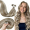 LaaVoo Echthaar Extensions Nanoring 50 cm 50 Stück 50g Farbe Aschbraun Mix Platinblond Cold Fusion Nano Beads Extensions Echthaar Glatt Nano Haarverlängerung Echthaar #8P24