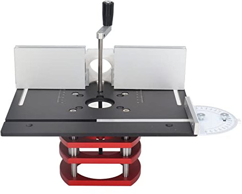 Sollevatore Universale per Router con Piastra Superiore Sollevamento Manuale Lavorazione del Legno Scanalatura Rifilatura Smussatura Piano del Tavolo con 4 Fori di Montaggio Corsa (Nero LR063682)