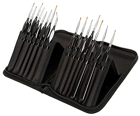 Malstift 15-teiliges Detail-Pinsel-Set, Miniatur-Malpinsel-Set, professionelles Mini-Pinsel-Set mit Tragetasche, Ölpinsel-Stift