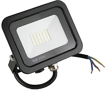 Popp® Pack x2 Floodlight LED Foco Proyector LED Negro para Exterior 20W Luz neutra 4000K Eficiencia Luminosa 85LM/W Protección contra Sobrevoltajes Resistente al Agua IP65 (4000K, 20W)