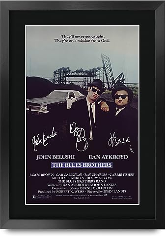 HWC Trading FR A3 The Blues Brothers Dan Aykroyd, John Belushi Geschenke Geduckter Poster Signiertes Autogramm Foto für Fans von Film Memorabilien - A3 Gerahmt