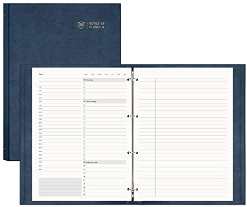 EMSHOI Meeting-Notizbuch, A4, undatierter Tagesplaner 240 nachfüllbare Seiten, gebundener To-Do-Listen-Notizblock mit Haftnotizen, 100 g/m²-Papier, Leder-Tagebuch für Damen, Herr