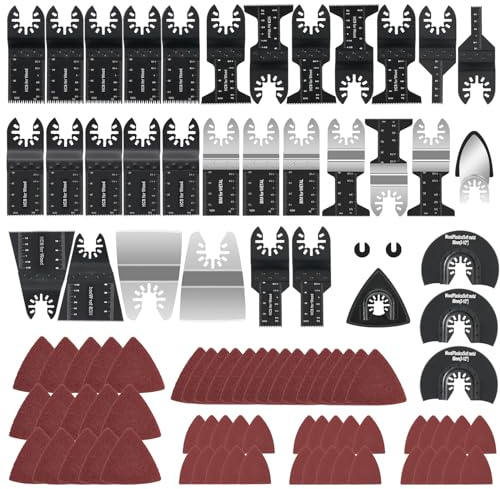 CaRoller 96Pack Oscillating Tool Blades, Multitool Kit for Wood, Metal, Plastics Cutting, Quick Release Multi Tool Blades Kits for Dewalt, Rockwell, Ryobi