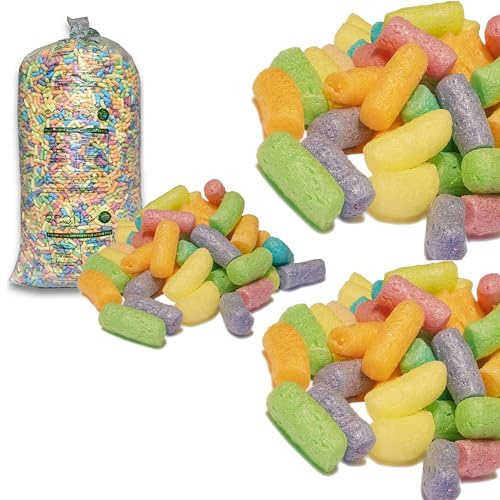 Large EcoFlo Protective Multicoloured Biodegradable Void Filling Packing Peanuts Loose Fill (30 Cubic ft (2 Bags))