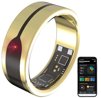 Newgen Medicals Fitnessringe: Fitnesstracker-Ring, Herzfrequenz- & SpO2-Anzeige, 2mm, Gold, Gr. 68 (Smart-Ring-Fitness-Tracker, Schlafring Tracker, Fernbedienung)