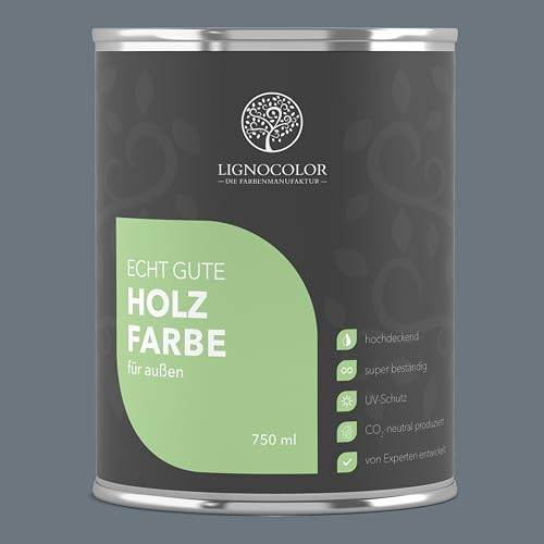 Lignocolor Holzfarbe Außen matt | wetterfeste Farbe für den Außenbereich (Storm matt, 750ml) | hochdeckend & hochbeständig