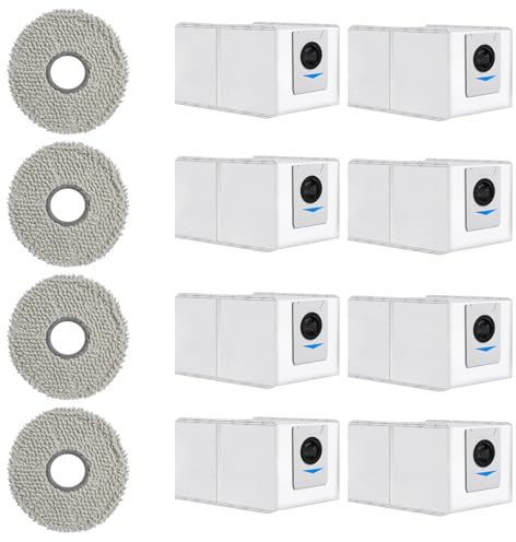 12 Pièces Kit d'accessoires pour Ecovacs DEEBOT T30 Pro Omni / T30 Max, 8 Sac d'Aspirateur 4 Chiffon Lavable, Ensemble d'accessoires pour Aspirateur Robot