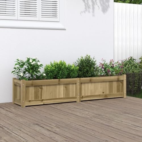 Gecheer Fioriera,Vaso,Letto Rialzato,da Giardino,Esterno,in Legno di Pino,Impregnato,150x31x31 cm,Fioriera in Legno,Fioriera da Esterno,Fioriera Quadrato,Fioriera da Patio,Fioriera Grande