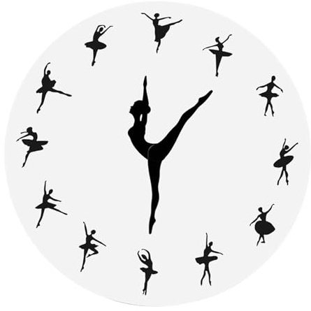Sharplace Ballerina-Wanduhr, Ballett, tanzendes Mädchen, Wanduhr, geräuschlos, stumme Uhr, Tanz, charmante dekorative Uhr für Küche, Büro, Zuhause