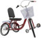 fennnds 20 Zoll Dreirad mit 2 Einkaufskorb 3 Rad Fahrrad mit Rückenlehne für 1,5-1,85m Erwachsenen Senioren und Fahranfänger Cityräder aus High-Carbon Steel für Sport, Einkaufen, Freizeit (Rot)