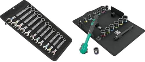 Wera 05020013001 6000 Joker 11 Set 1, Maul-Ringratschenschlüssel-Satz, metrisch, 11-teilig & 05005530001 8100 SB 12 Zyklop Comfort Knarrensatz, Umschalthebel, 3/8-Antrieb, metrisch, 16-teilig