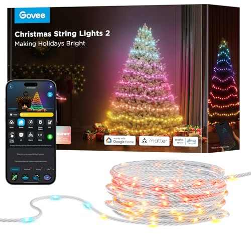 Govee Christmas Lights, RGBWIC 300 LEDs Weilnachtsbeleuchtung Außen, 30M Smarte Lichterkette Innen für Weihnachtsbaum, APP-Steuerung, 130+ Szenen-Modi, IP65, Sync mit Musik, Kompatibel mit Alexa