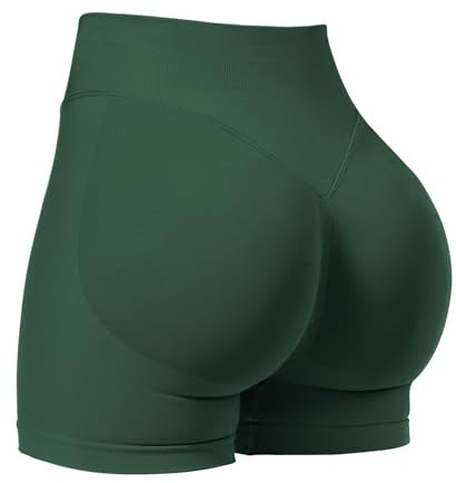 VOYJOY Damen Workout-Shorts 6,3 cm / 9,1 cm / 11,4 cm / 15,2 cm, Scrunch Butt Lifting, Fitnessstudio, nahtlose Biker-Shorts, Eden Green, Klein