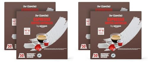 by Amazon Capsules de café expresso compatibles Nespresso, Torréfaction Moyenne, 50 unité, Lot de 4 - Certifié Rainforest Alliance