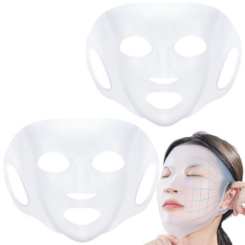 NJCXOLA 2pcs Couverture de masque de visage, Masque réutilisable de masque de silicone Visage facial de vapeur imperméable Masque de beauté de beautity