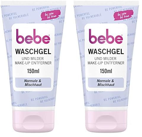 Bebe Gesichtsreinigung, Waschgel und milder Make-up Entferner, für Normale & Mischhaut, 150ml (Packung mit 2)