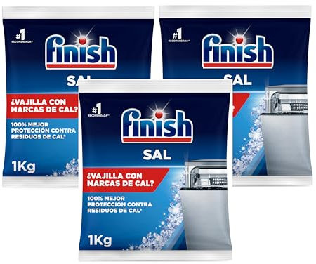 Finish Sal para Lavavajillas, Función Antical, 1kg (Paquete de 3)