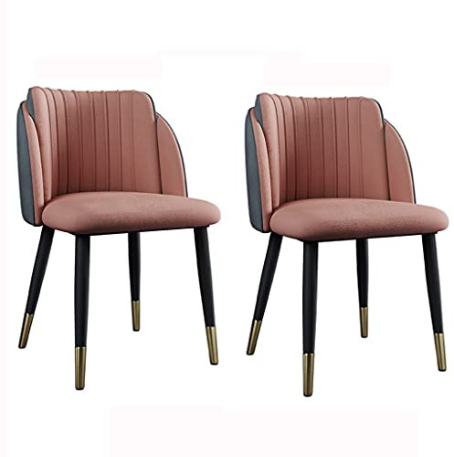 Juego de 2 sillas de comedor de terciopelo de diseño moderno con patas de acero al carbono para cocina, comedor, sala de estar, salón, silla de comedor rosa, muebles de cocina elegantes