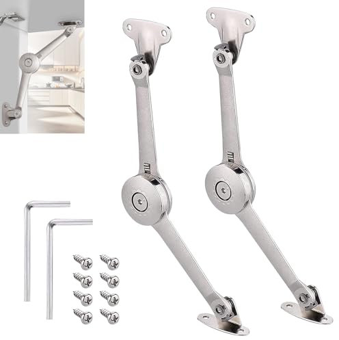 Janety 2 Pezzi Cerniere Supporto Coperchio, braccetti per ante a ribalta, cerniere per ante cucina con vite, anello di gomma e chiave esagonale, per Ante Cucina E Armadi 75°/90°/110