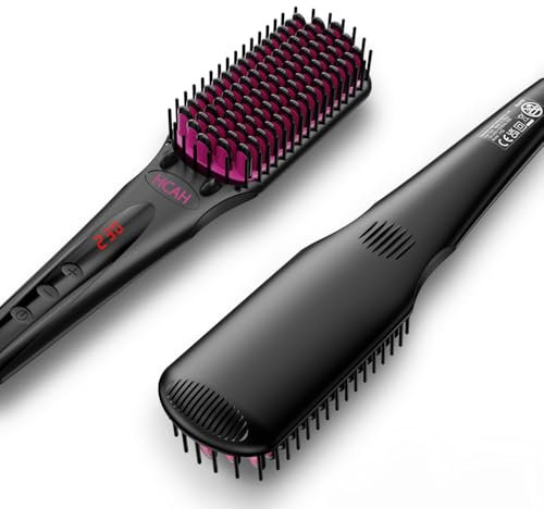 HCAH Glättebürste für feines & dünnes, Negative Ionen-Keramik-Glättungsbürste für Frauen, 28 Temperaturstufen (90℃-230℃), Dualspannung mit Automatischer Abschaltung, Anti-Frizz, Inkl. Schutzhandschuh