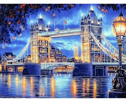 HEIBAGO Landschaft Diamond Painting Adult Diamond Pictures Brücke 5D DIY Diamond Painting Pictures Diamond Painting Set, Craft Set Adults Children Painting Embroidery for Home Wall Decor 30 x 40 cm